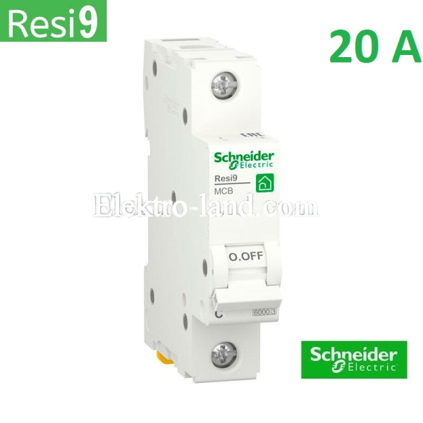 Автоматический выключатель 1Р 20А, C, 6кА, Schneider Electric RESI9 (R9F12120)